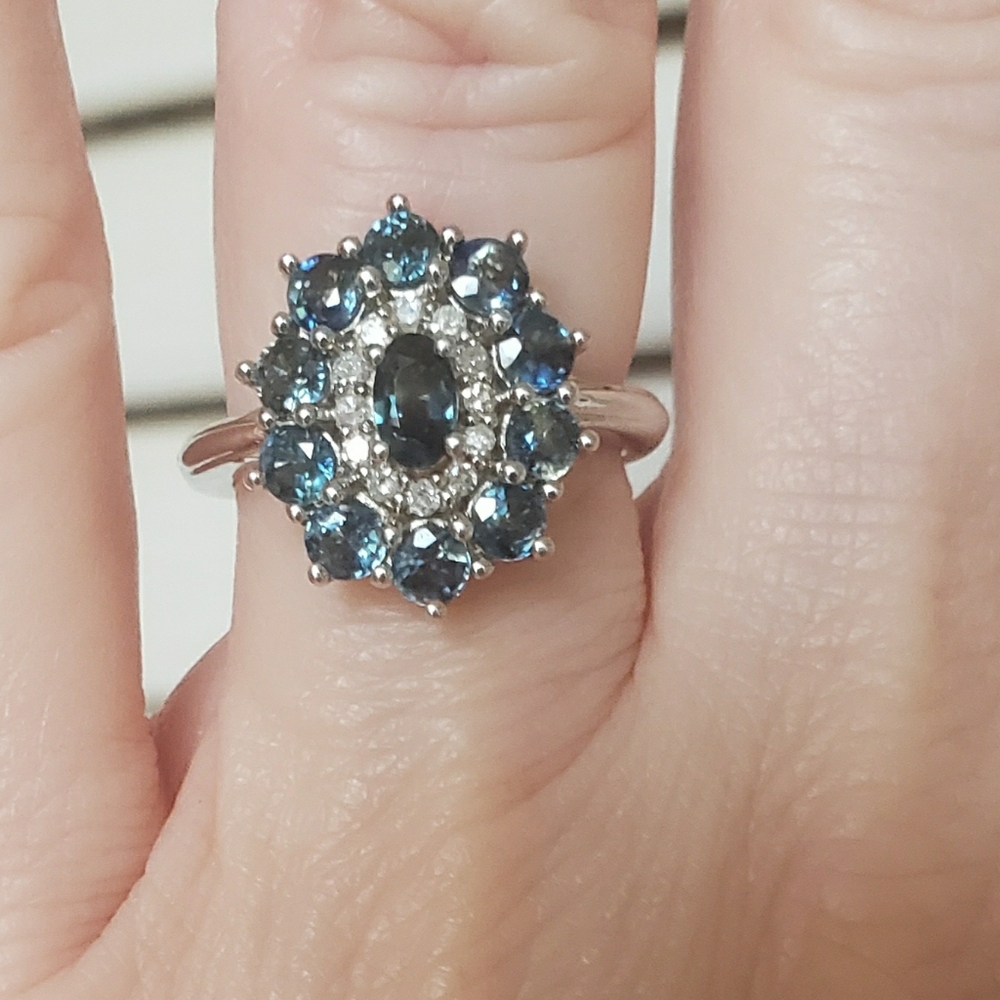 JTV Sapphire Cocktail Cluster Ring - Picture 2 of 10